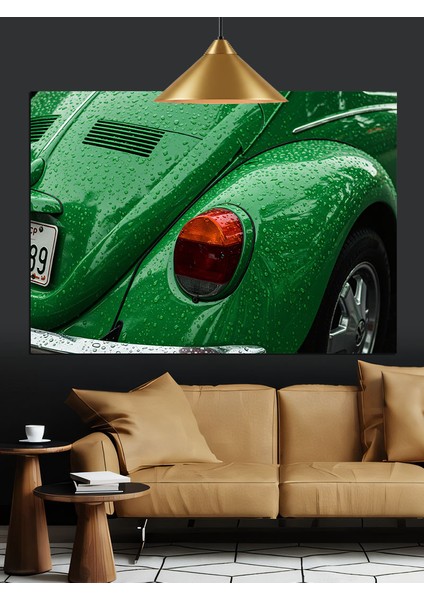 Yeşil Kaplumbağa Araba Detayı Dekoratif Kanvas - Mdf Ahşap Tablo indirimleri