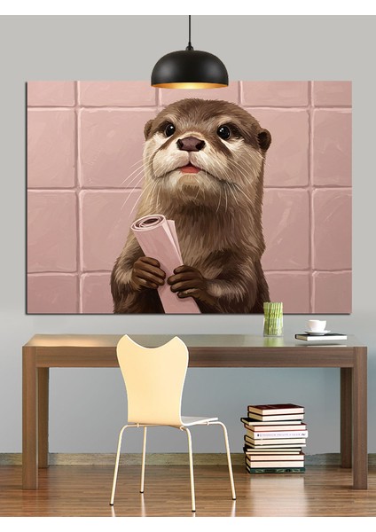 Sevimli Su Samuru Portresi Dekoratif Kanvas - Mdf Ahşap Tablo modelleri