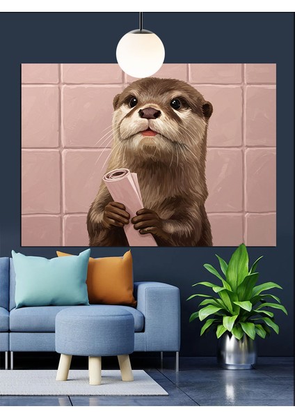 Sevimli Su Samuru Portresi Dekoratif Kanvas - Mdf Ahşap Tablo fırsatları