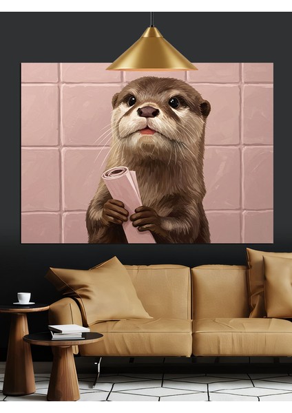 Sevimli Su Samuru Portresi Dekoratif Kanvas - Mdf Ahşap Tablo indirimleri