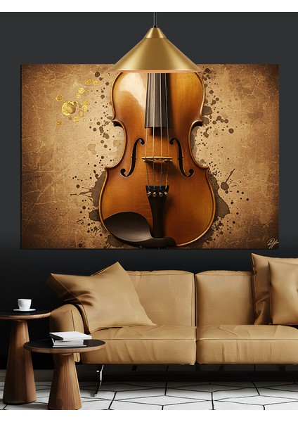 Keman Müzik Enstrümanı Klasik Dekoratif Kanvas - Mdf Ahşap Tablo modelleri