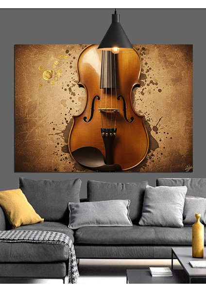 Keman Müzik Enstrümanı Klasik Dekoratif Kanvas - Mdf Ahşap Tablo fırsatları