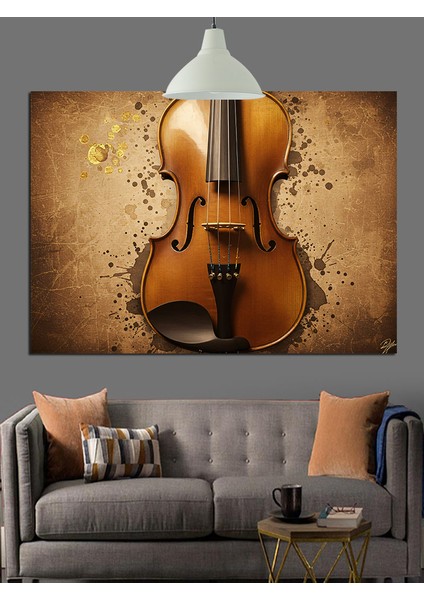 Keman Müzik Enstrümanı Klasik Dekoratif Kanvas - Mdf Ahşap Tablo indirimleri