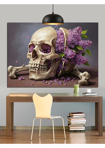 Kurukafa Çiçekler Pembe Mor Dekoratif Kanvas - Mdf Ahşap Tablo fırsatları
