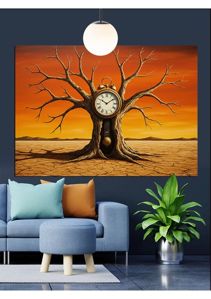 Hayat Ağacı Kum Saati Dekoratif Kanvas - Mdf Ahşap Tablo