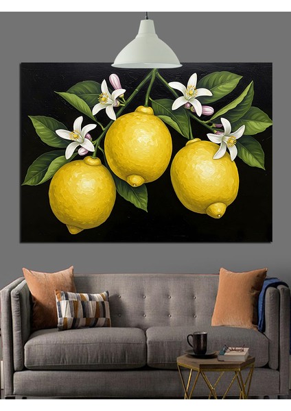 Limon Ağacı Meyve Doğa Dekoratif Kanvas - Mdf Ahşap Tablo