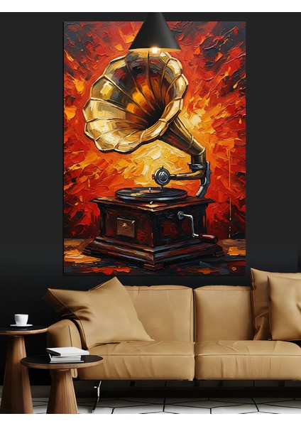 Gramofonda Klasik Müzik Dinletisi Dekoratif Kanvas - Mdf Ahşap Tablo
