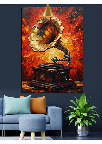 Gramofonda Klasik Müzik Dinletisi Dekoratif Kanvas - Mdf Ahşap Tablo indirimleri