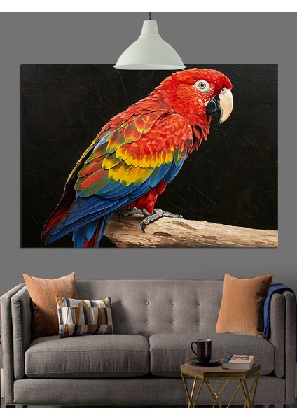 Parlak Renkli Macaw Papağanı Portresi Dekoratif Kanvas - Mdf Ahşap Tablo modelleri