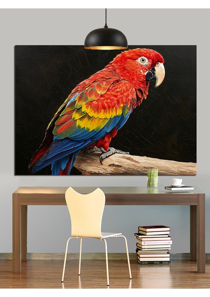 Parlak Renkli Macaw Papağanı Portresi Dekoratif Kanvas - Mdf Ahşap Tablo fırsatları