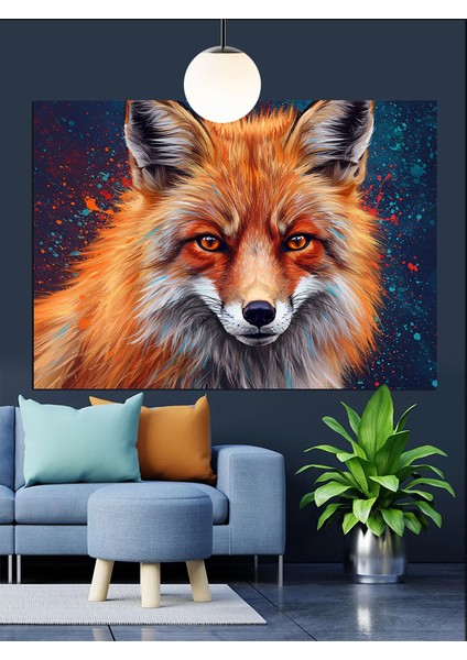 Tilki Yüzü Parlak Gözler Dekoratif Kanvas - Mdf Ahşap Tablo modelleri