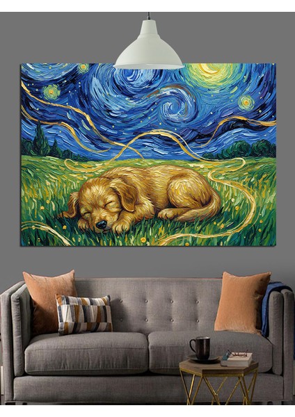 Çimde Uyuyan Köpek Dekoratif Kanvas - Mdf Ahşap Tablo modelleri