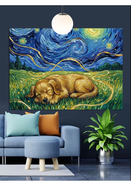 Çimde Uyuyan Köpek Dekoratif Kanvas - Mdf Ahşap Tablo indirimleri