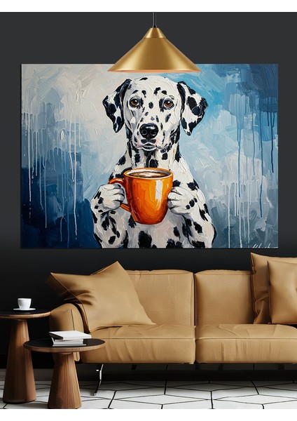 Kahveli Dalmaçyalı Köpek Portresi Dekoratif Kanvas - Mdf Ahşap Tablo