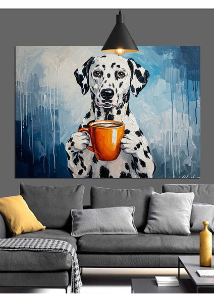 Kahveli Dalmaçyalı Köpek Portresi Dekoratif Kanvas - Mdf Ahşap Tablo fiyatları