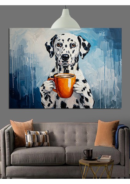 Kahveli Dalmaçyalı Köpek Portresi Dekoratif Kanvas - Mdf Ahşap Tablo modelleri