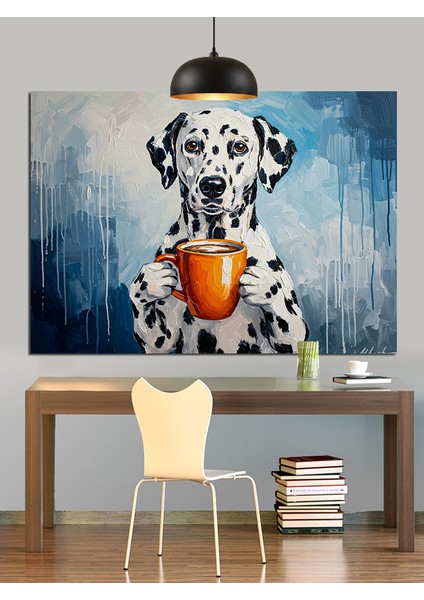 Kahveli Dalmaçyalı Köpek Portresi Dekoratif Kanvas - Mdf Ahşap Tablo fırsatları