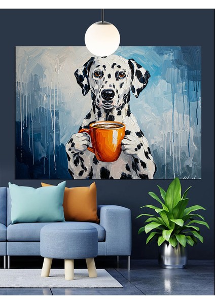 Kahveli Dalmaçyalı Köpek Portresi Dekoratif Kanvas - Mdf Ahşap Tablo indirimleri