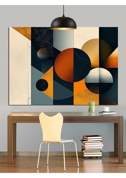 Soyut Geometrik Desen Turuncu Dekoratif Kanvas - Mdf Ahşap Tablo modelleri