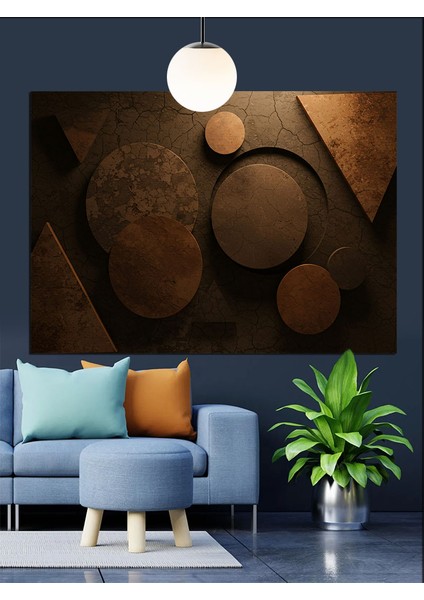 Yuvarlak Geometrik Desenler Sanat Dekoratif Kanvas - Mdf Ahşap Tablo