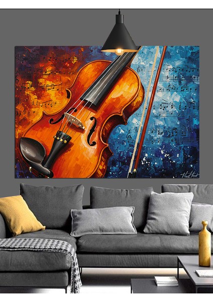 Keman Alevli Müzik Enstrümanı Dekoratif Kanvas - Mdf Ahşap Tablo modelleri
