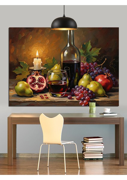 Şarap ve Meyveler Dekoratif Kanvas - Mdf Ahşap Tablo fiyatları
