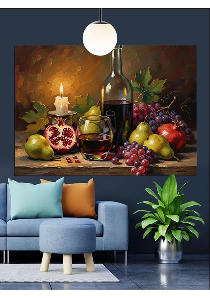 Şarap ve Meyveler Dekoratif Kanvas - Mdf Ahşap Tablo modelleri