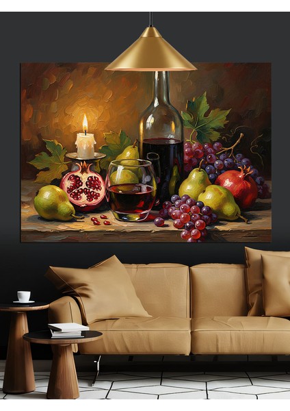Şarap ve Meyveler Dekoratif Kanvas - Mdf Ahşap Tablo fırsatları