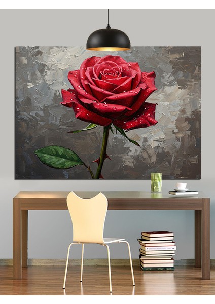 Tek Kırmızı Gül Detayı Dekoratif Kanvas - Mdf Ahşap Tablo indirimleri