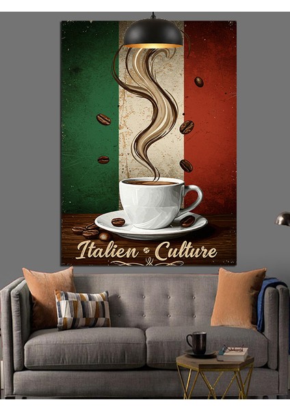 Italya'da Kahve Kültürünü Kutlama Posteri Dekoratif Kanvas - Mdf Ahşap Tablo fiyatları