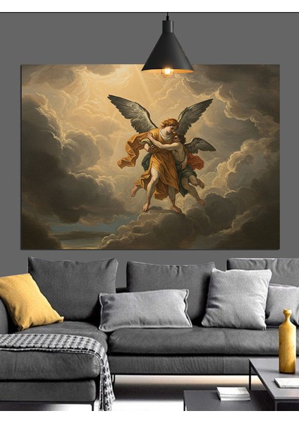 Işık Huzmesi Melek Kanatları Figürü Dekoratif Kanvas - Mdf Ahşap Tablo fiyatları
