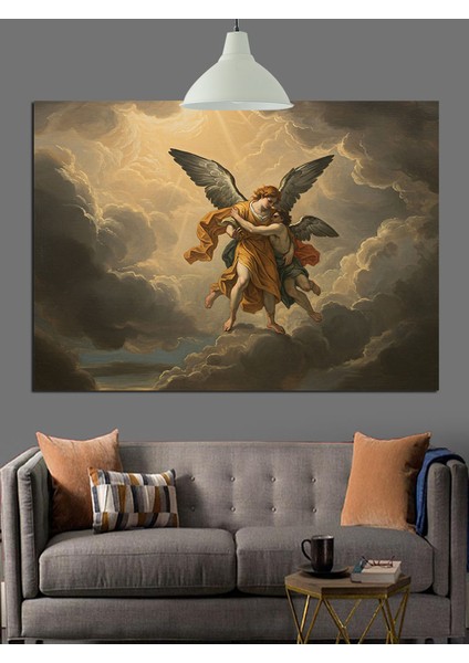 Işık Huzmesi Melek Kanatları Figürü Dekoratif Kanvas - Mdf Ahşap Tablo modelleri