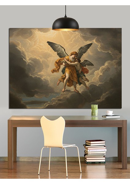 Işık Huzmesi Melek Kanatları Figürü Dekoratif Kanvas - Mdf Ahşap Tablo fırsatları