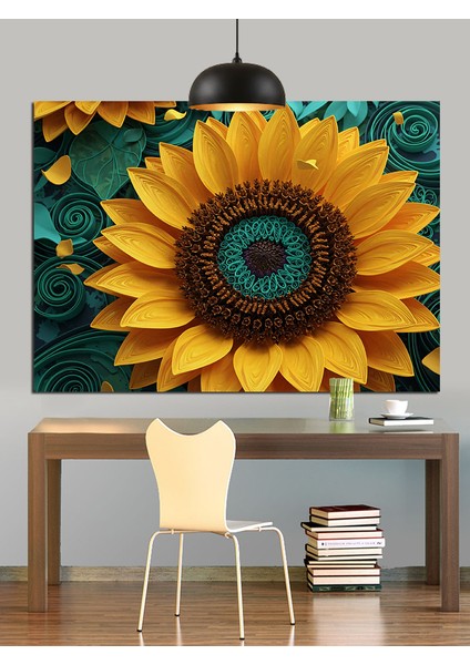 Büyük Sarı Ayçiçeği Portresi Dekoratif Kanvas - Mdf Ahşap Tablo fiyatları