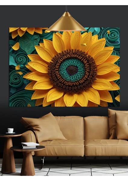 Büyük Sarı Ayçiçeği Portresi Dekoratif Kanvas - Mdf Ahşap Tablo fırsatları