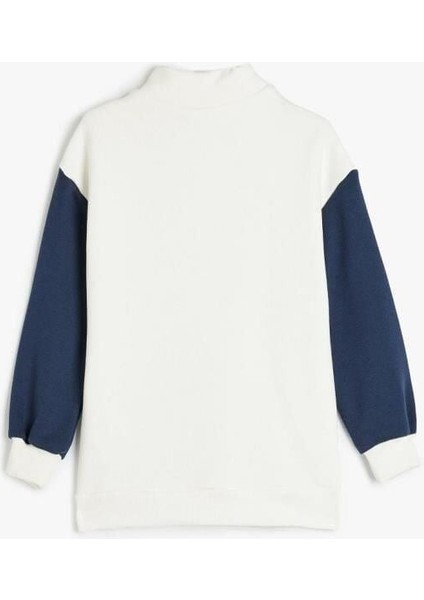 Kız Çocuk Sweatshirt Dik Yaka Yarım Fermuarlı Şehir Baskılı Uzun Kollu fırsatları