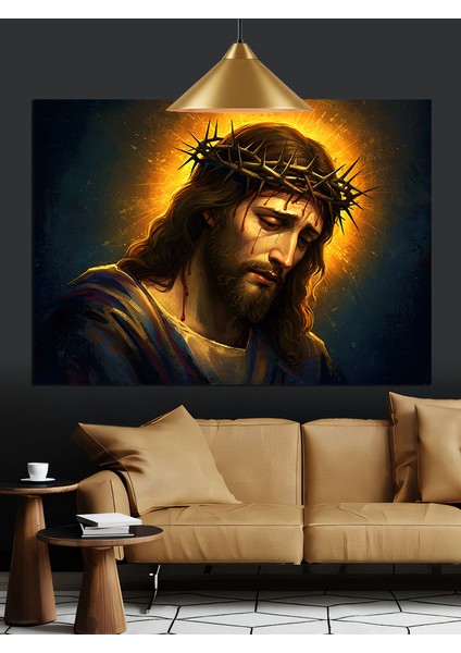 Isa Mesih Altın Işık Dekoratif Kanvas - Mdf Ahşap Tablo