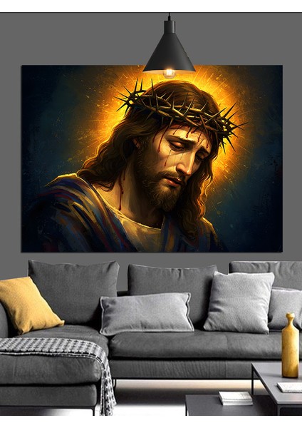 Isa Mesih Altın Işık Dekoratif Kanvas - Mdf Ahşap Tablo fiyatları