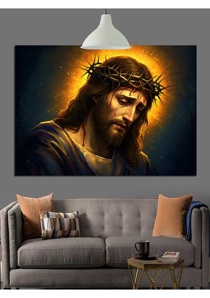 Isa Mesih Altın Işık Dekoratif Kanvas - Mdf Ahşap Tablo modelleri