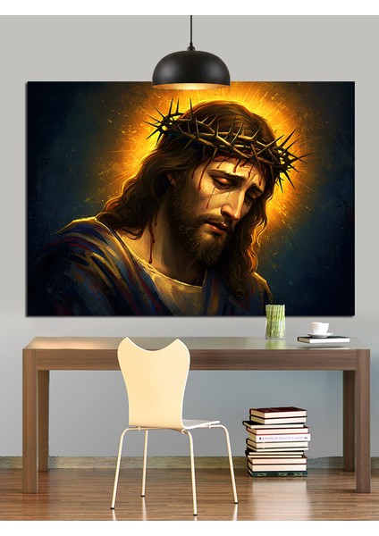 Isa Mesih Altın Işık Dekoratif Kanvas - Mdf Ahşap Tablo fırsatları