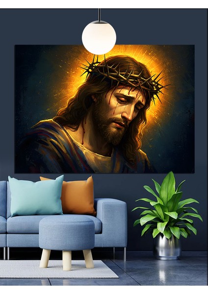 Isa Mesih Altın Işık Dekoratif Kanvas - Mdf Ahşap Tablo indirimleri