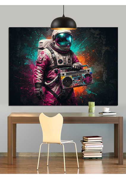 Astronot Komik Uzay Macerası Dekoratif Kanvas - Mdf Ahşap Tablo fiyatları