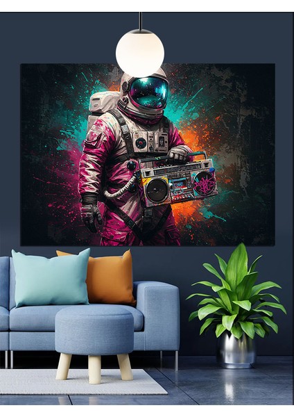 Astronot Komik Uzay Macerası Dekoratif Kanvas - Mdf Ahşap Tablo modelleri
