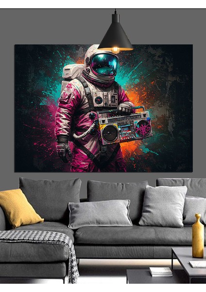 Astronot Komik Uzay Macerası Dekoratif Kanvas - Mdf Ahşap Tablo indirimleri