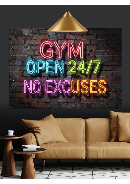 Spor Salonu Duvar Yazısı Motivasyon Dekoratif Kanvas - Mdf Ahşap Tablo