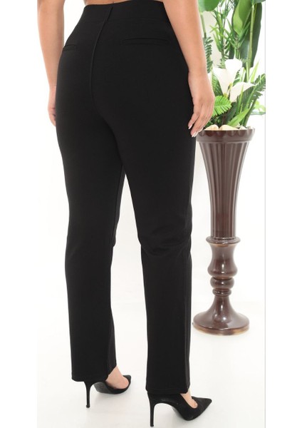 Ekstra Battal Kadın Boru Paça Yüksek Bel Toparlayıcı Beli Lastikli Pamuklu Pantolon fırsatları