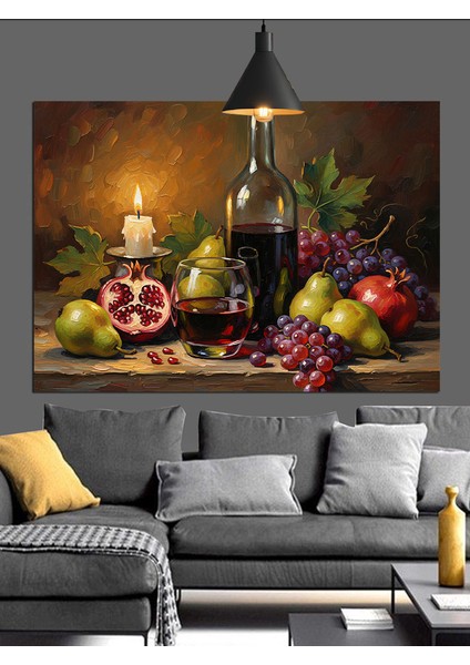 Şarap ve Meyveler Dekoratif Kanvas - Mdf Ahşap Tablo indirimleri