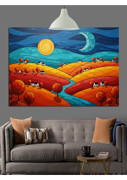 Turuncu Manzara Dekoratif Kanvas - Mdf Ahşap Tablo modelleri