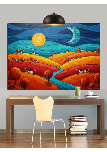 Turuncu Manzara Dekoratif Kanvas - Mdf Ahşap Tablo fırsatları