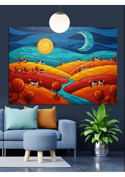 Turuncu Manzara Dekoratif Kanvas - Mdf Ahşap Tablo indirimleri